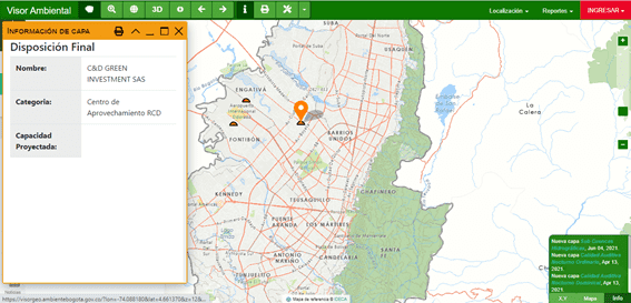 Interfaz con puntos RCD Bogotá