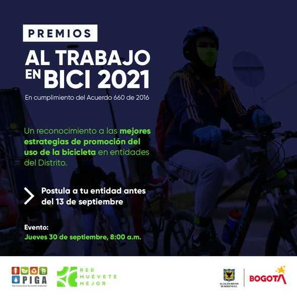 Hasta el próximo 13 de septiembre las entidades distritales se podrán postular en el concurso "Al Trabajo En Bici"