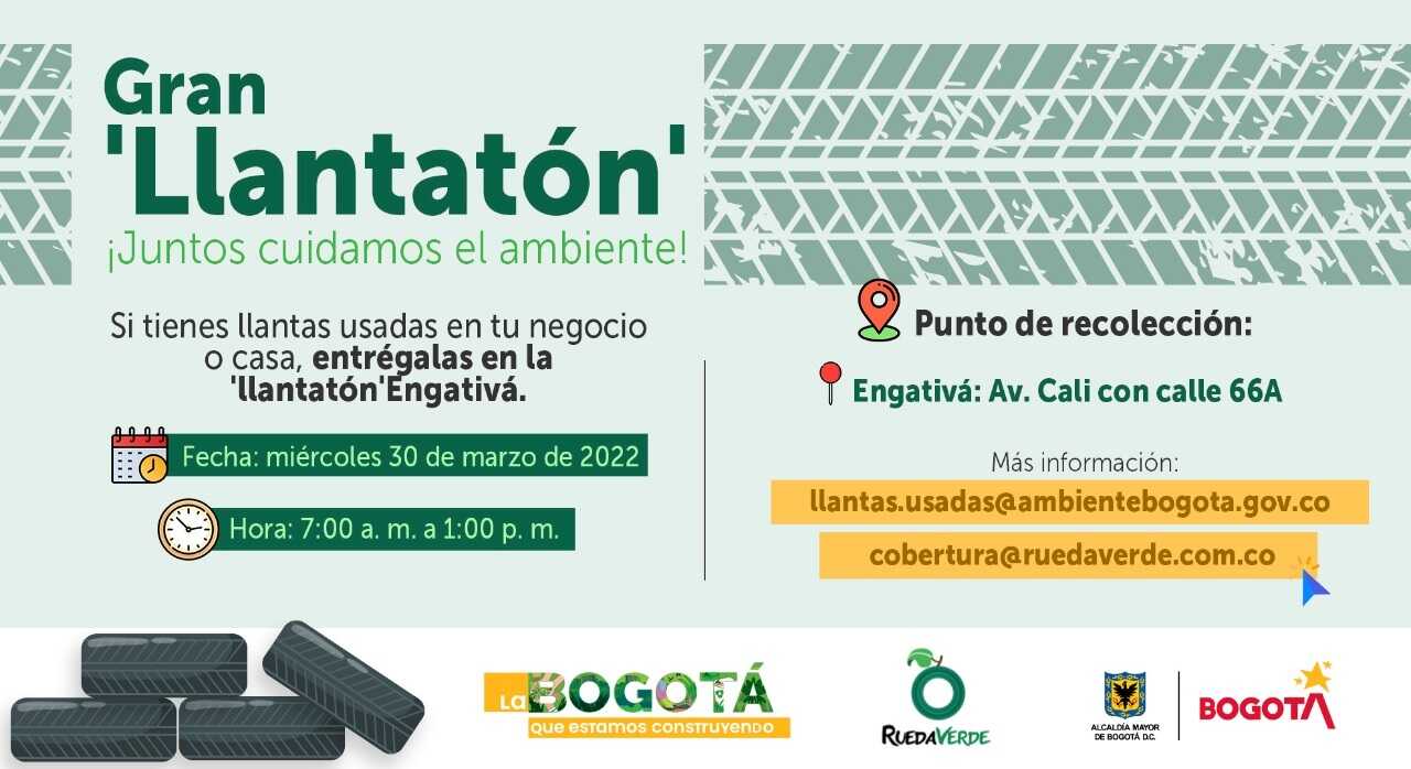 Pieza gráfica sobre la jornada de Llantatón en la localidad de Engativá