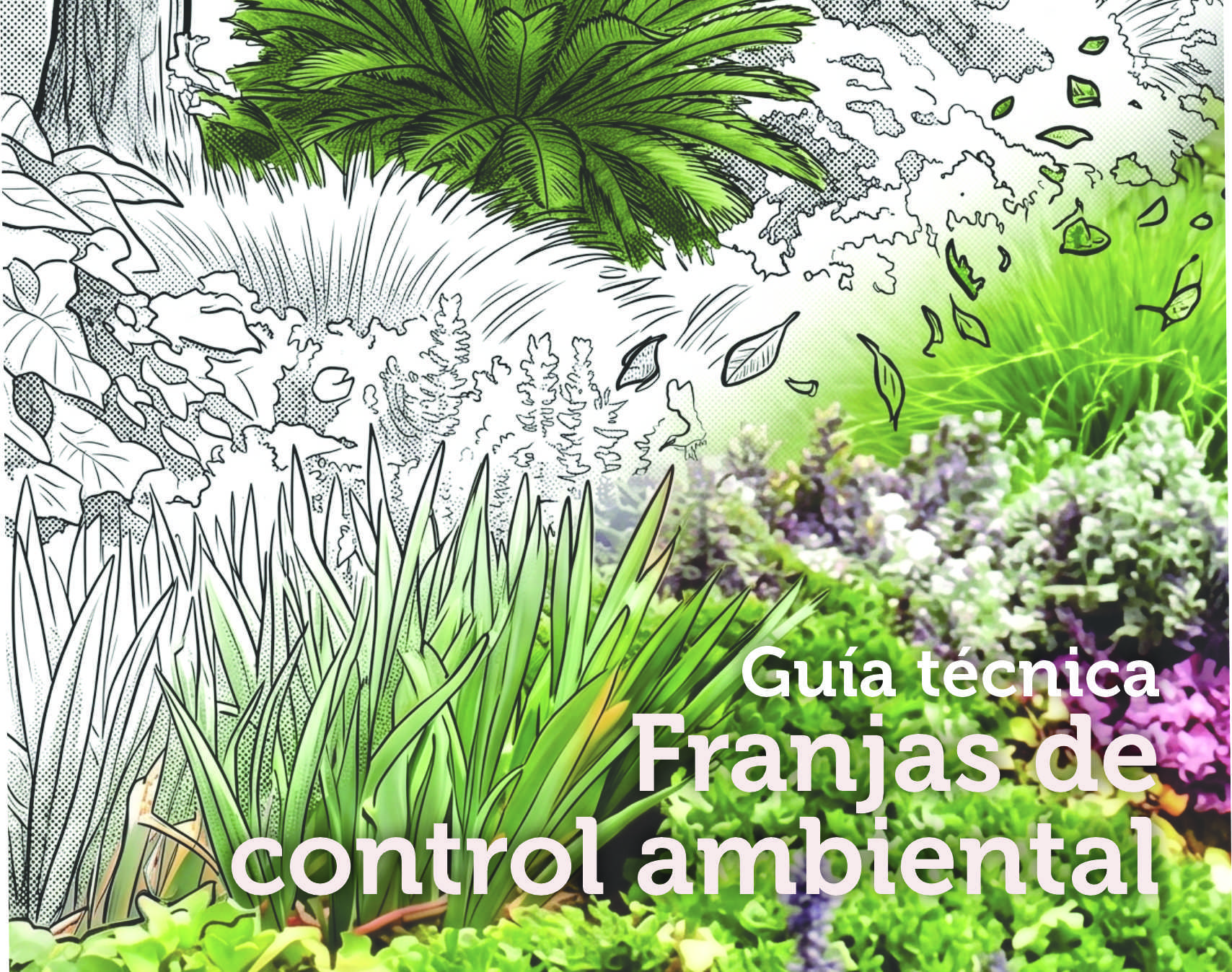 Franja verde de control ambiental junto a una vía
